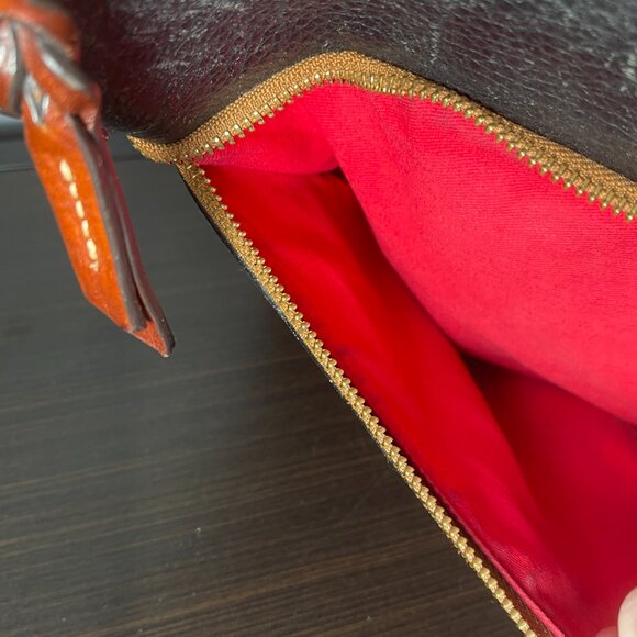 Dooney & Bourke Pebble Leather Satchel Black & Brown Trim - Picture 8 of 10